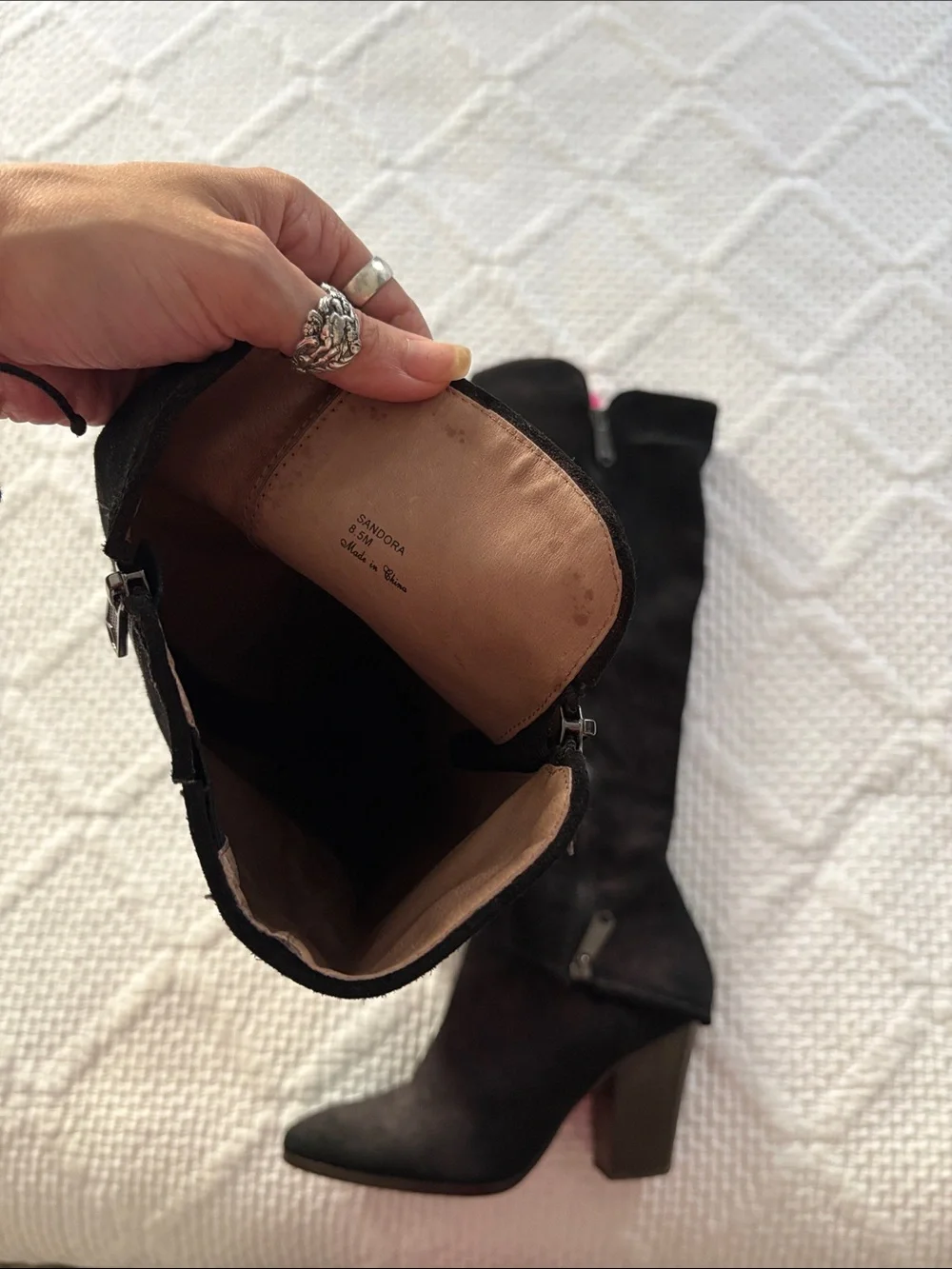 Donald J. Pliner Black Suede Over-the-Knee Block Heel Boots